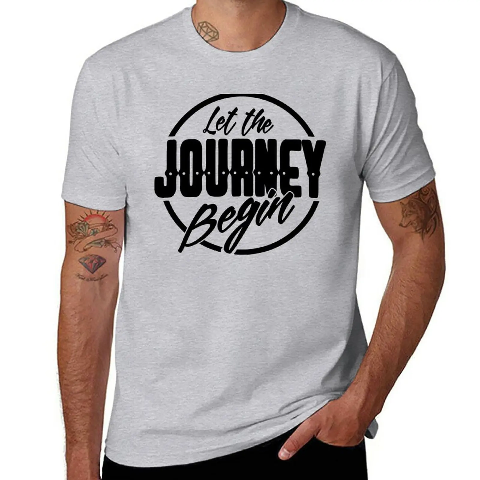

Новинка, футболка с надписью «Let The Journey Start», веселые футболки для мальчиков, белые футболки, мужская одежда