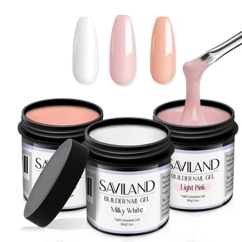 Saviland 100g Builder Gel per unghie Bianco Nudo Rosa Gel per estensione unghie Unghie multifunzionali Smalto gel Soak Off UV per il salone fai da te