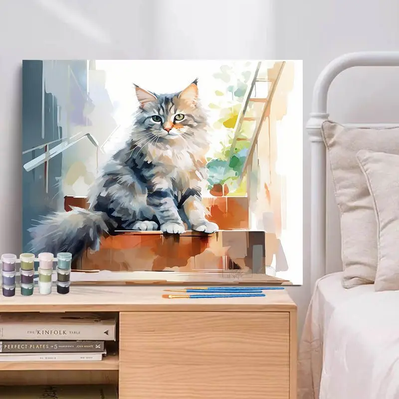 CHENISTORY DIY Pictures By Number Cat Animal Kits Home Decor Acrylic Painting By Numbers Drawing On Canvas HandPainted Art Gift painting by numbers kits painting by numbers