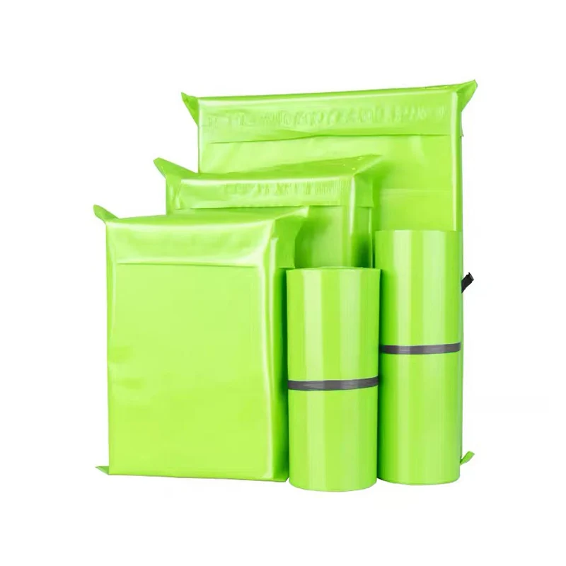Bolsa de correo de polietileno verde impermeable, sobres de mensajería de ropa, suministros para pequeñas empresas, 13 tamaños, 50 piezas