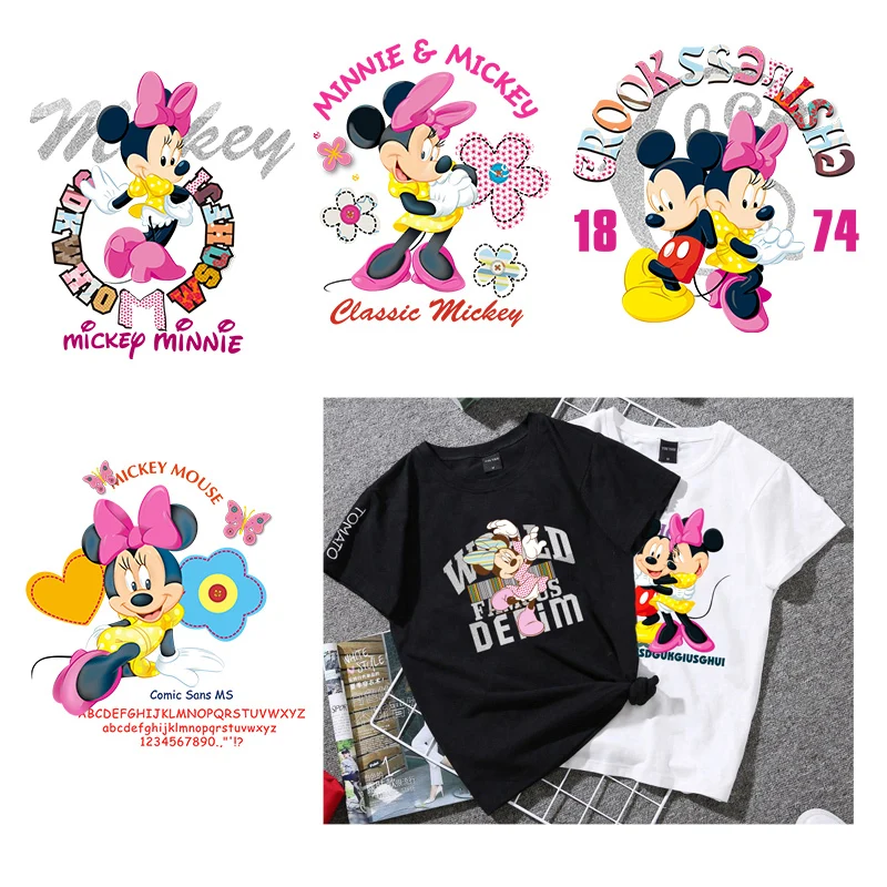 Minnie Mickey Mouse Letter Patches For Clothes Tshirts Disney Ironon