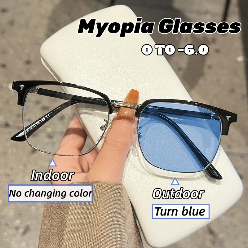 Men-s-Business-Half-Frame-Photochromic-Myopia-Eyeglasses-Outdoor ...