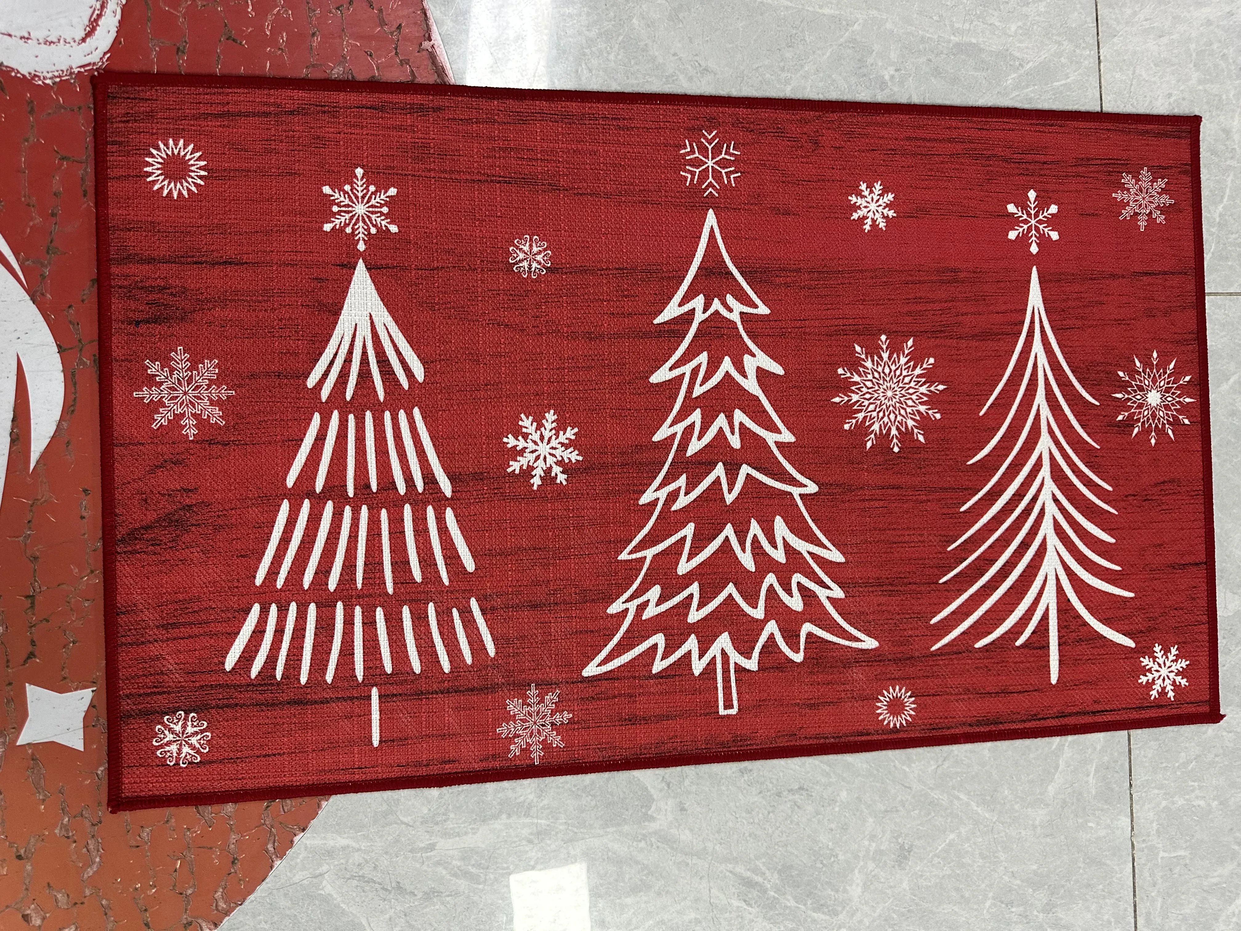 Weihnachten dekorative Fußmatte Eingangsbereich Fußmatten Fußmatten Weihnachtsbäume Muster rutschfester Küchenteppich rot 40 x 60 cm/40 x 80 cm – Detail 12