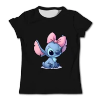 Girls Kawaii Stitch T-shirt Child Girl Clothing Toddler Tees Children Clothes 2024 Summer Short Sleeve Kids Boy Cartoon Tee Tops 6