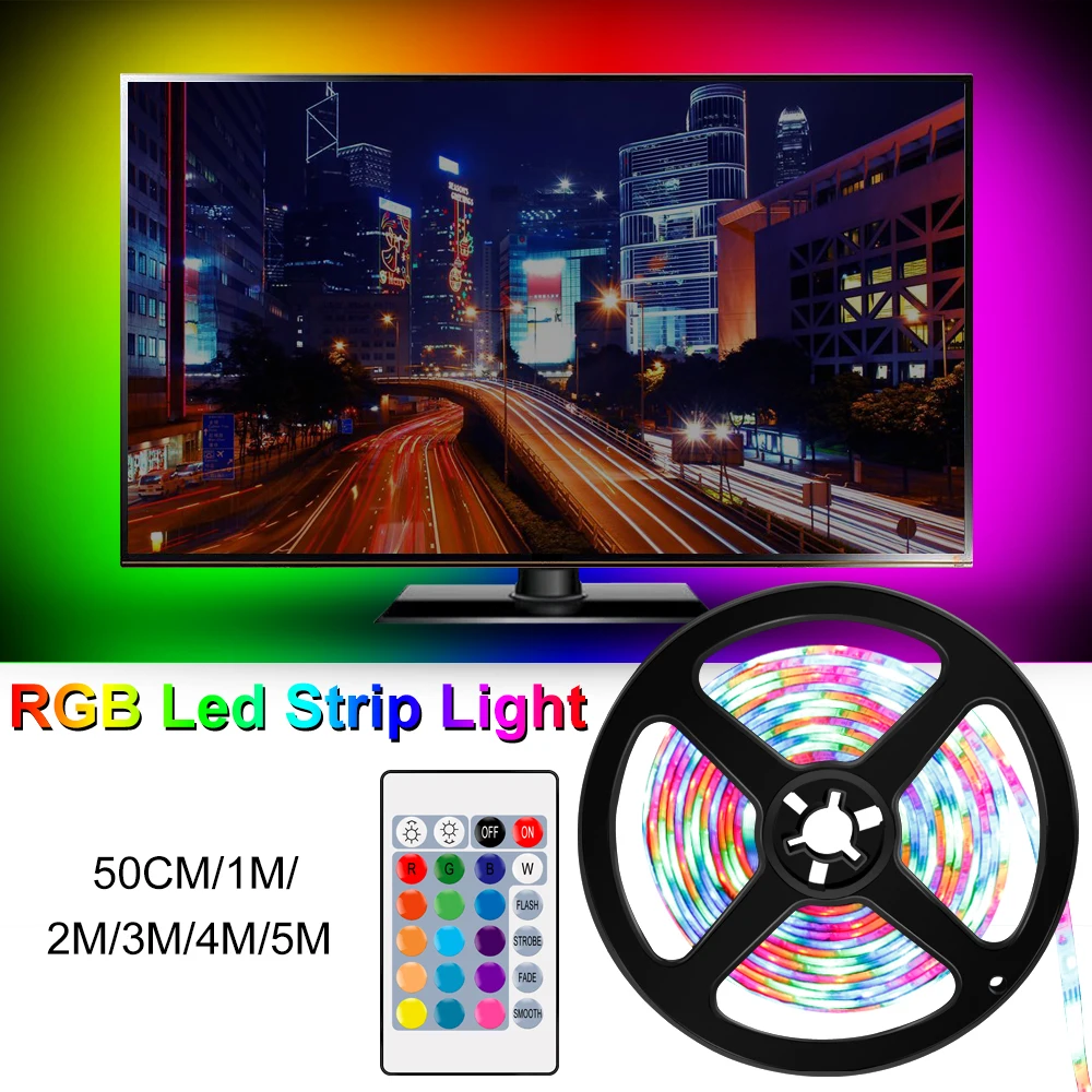 RGB Lamp Strip Led Flexible Ribbon Tape USB Strip Light Atmosphere Lamp TV Desktop Screen Backlight For Kitchen Halloween Decor