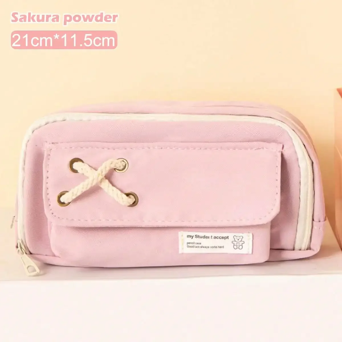 High Capacity Multi-Purpose Canvas Pencil Case - Solid Color & Layered Design
