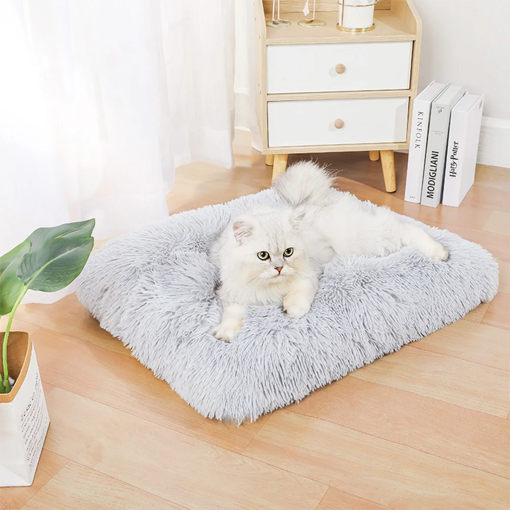Tieker Plush Dog Mat Rectangular Pet Sleeping Mat Dog Bed Cat Mat Back Non-slip Winter Warm Soft Comfortable Pet Mat