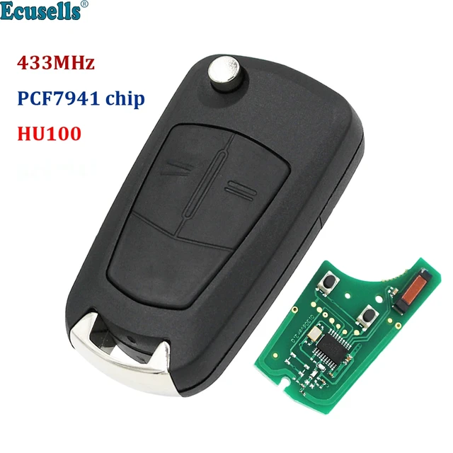 Keyecu für Opel Astra H 2005-2009 Zafira B 2006-2013 Fernbedienung Auto  Schlüssel Fob 433MHz PCF7941 chip HU100 Klinge 2 Taste - AliExpress