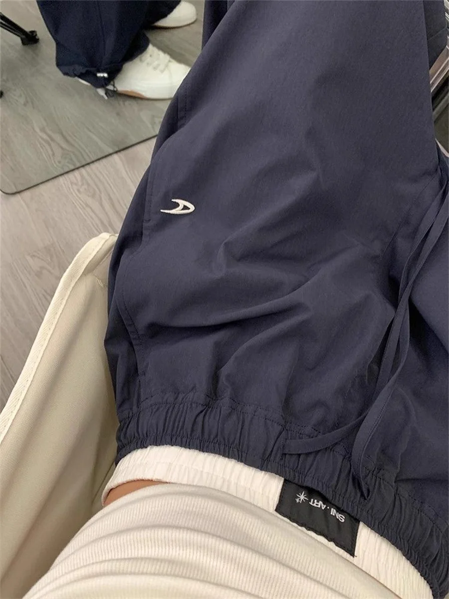 Women Cargo Pants Summer High Waist American Quick Dry Pants Y2K Baggy Hip Hop Casual Wide Leg Trousers Female Streetwear 2025