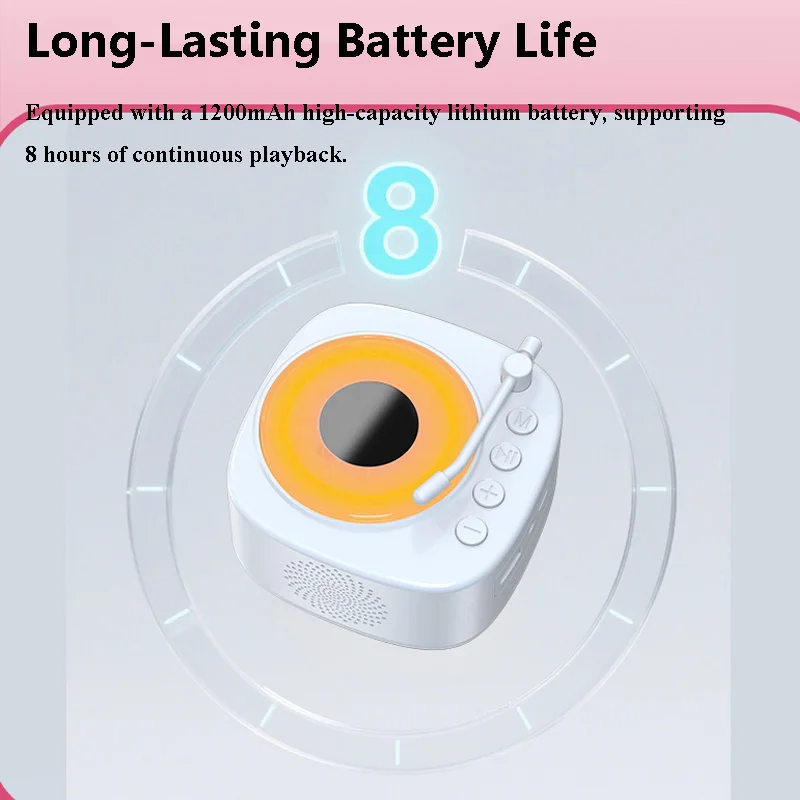 Mini Retro Vinyl Player Bluetooth Speaker with RGB Light Vintage Turntable Hifi Sound Muisc Box Recorder TF USB AUX Audio Play