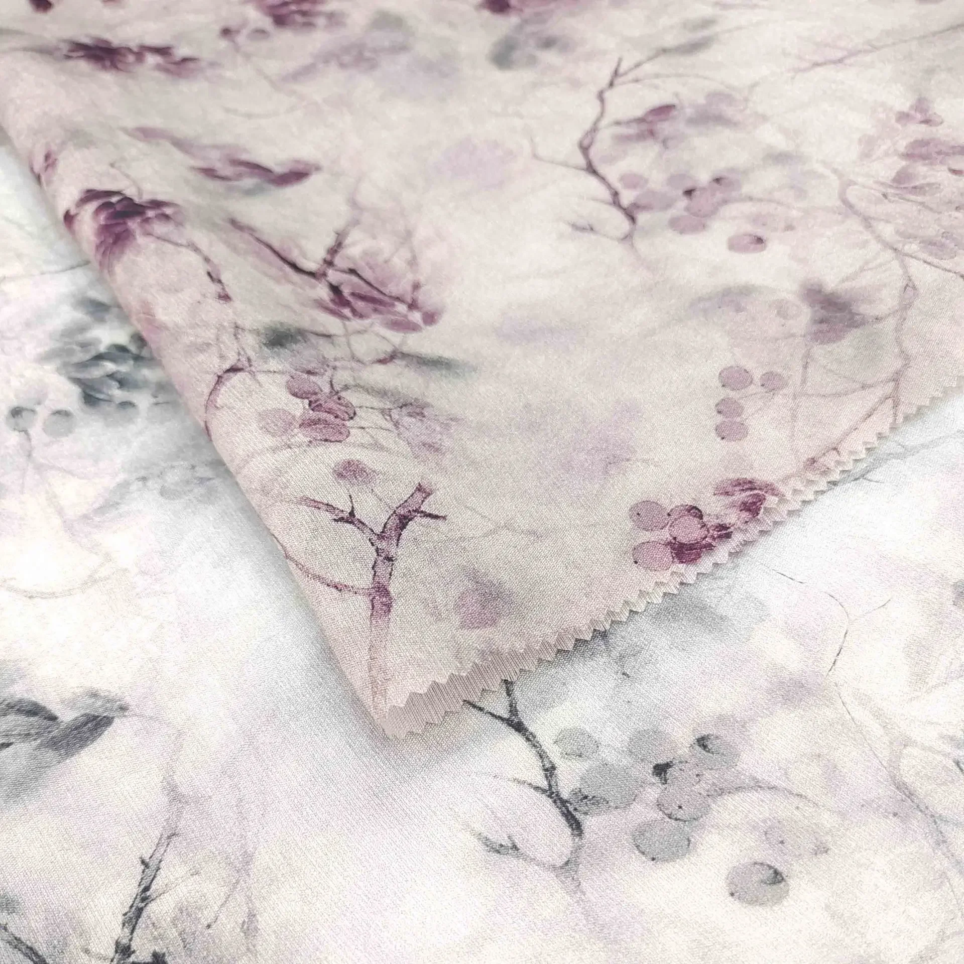 Digital Printing Fabric Water-Media Diffusion Cotton Twill Weave Spring Summer Women's Cheongsam Material Floral Pattern