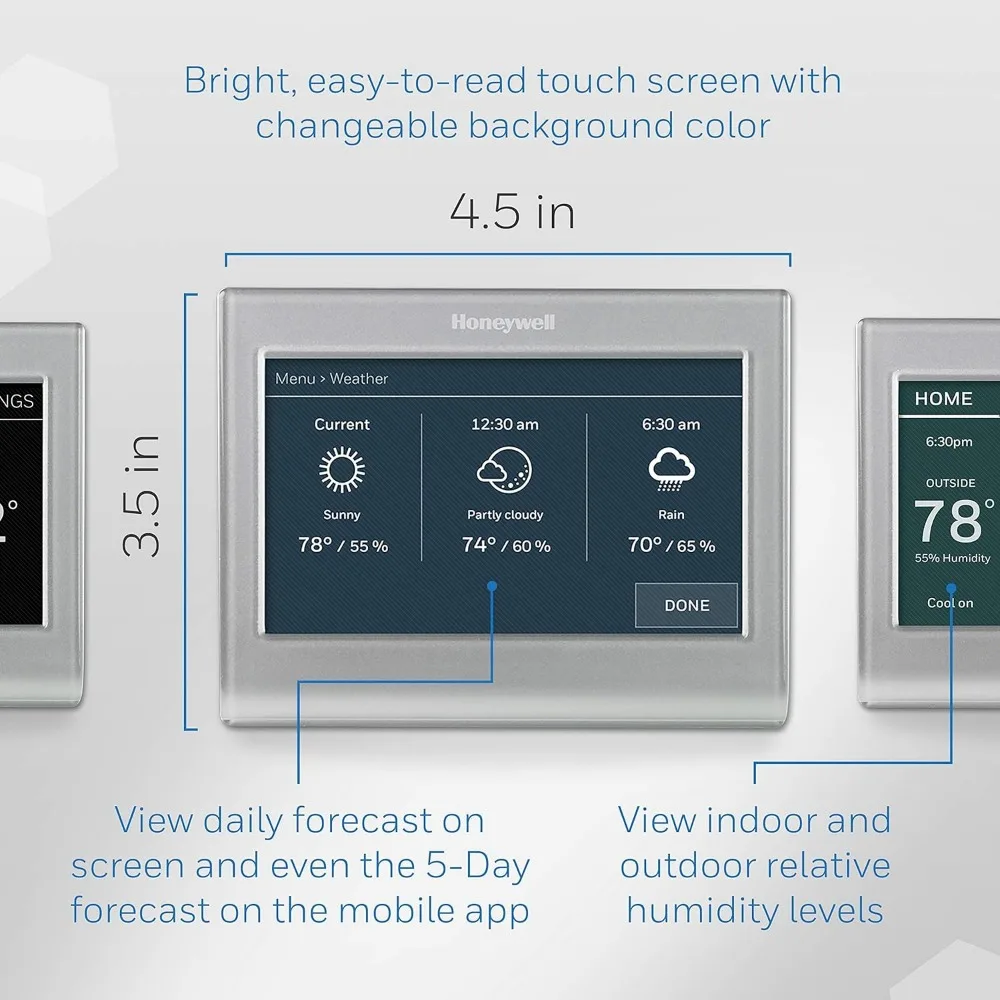 Home RTH9585WF1004 Wi-Fi Smart Color Thermostat, 7 Day Programmable, Touch Screen, Energy Star, Alexa Ready 3
