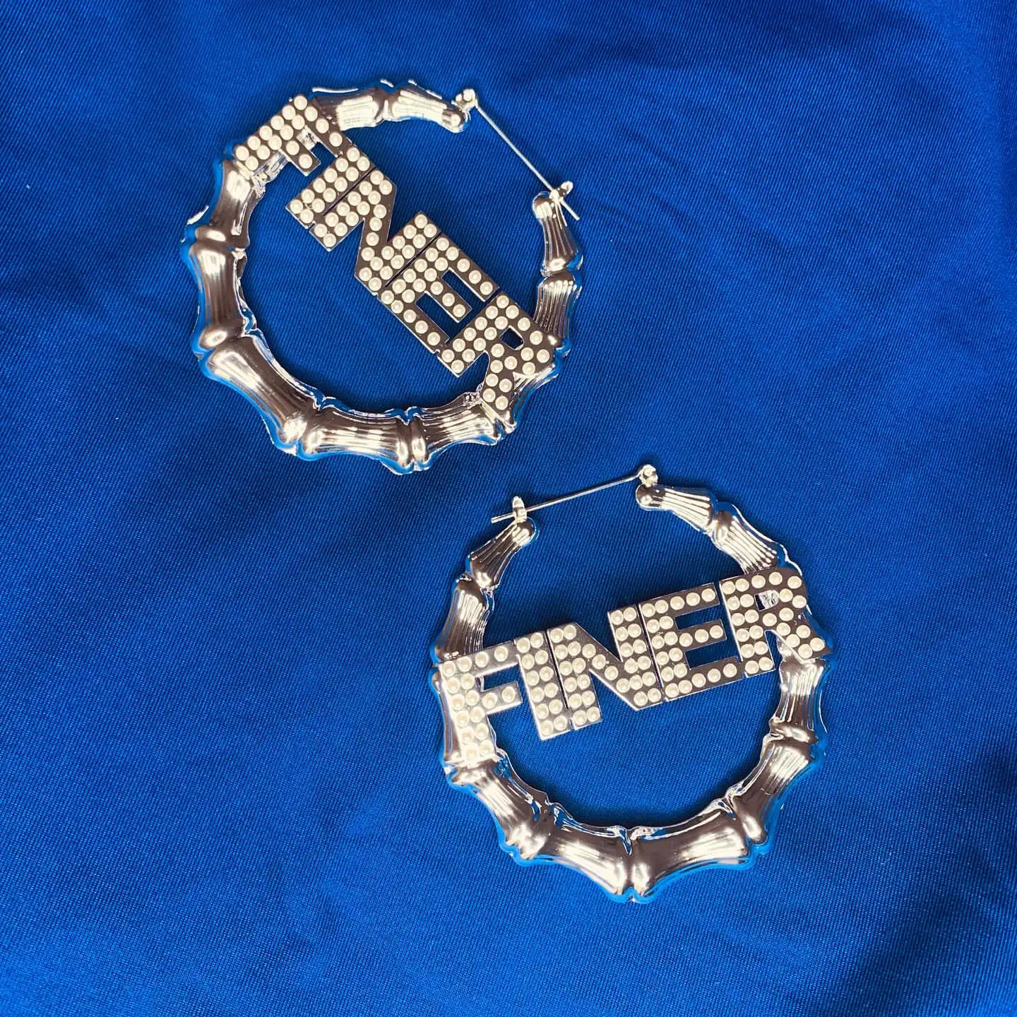 Lateefah Pearls Custom Name Bamboo Earrings for women Gold Personalized Letter Hopps Earrings Best Gift