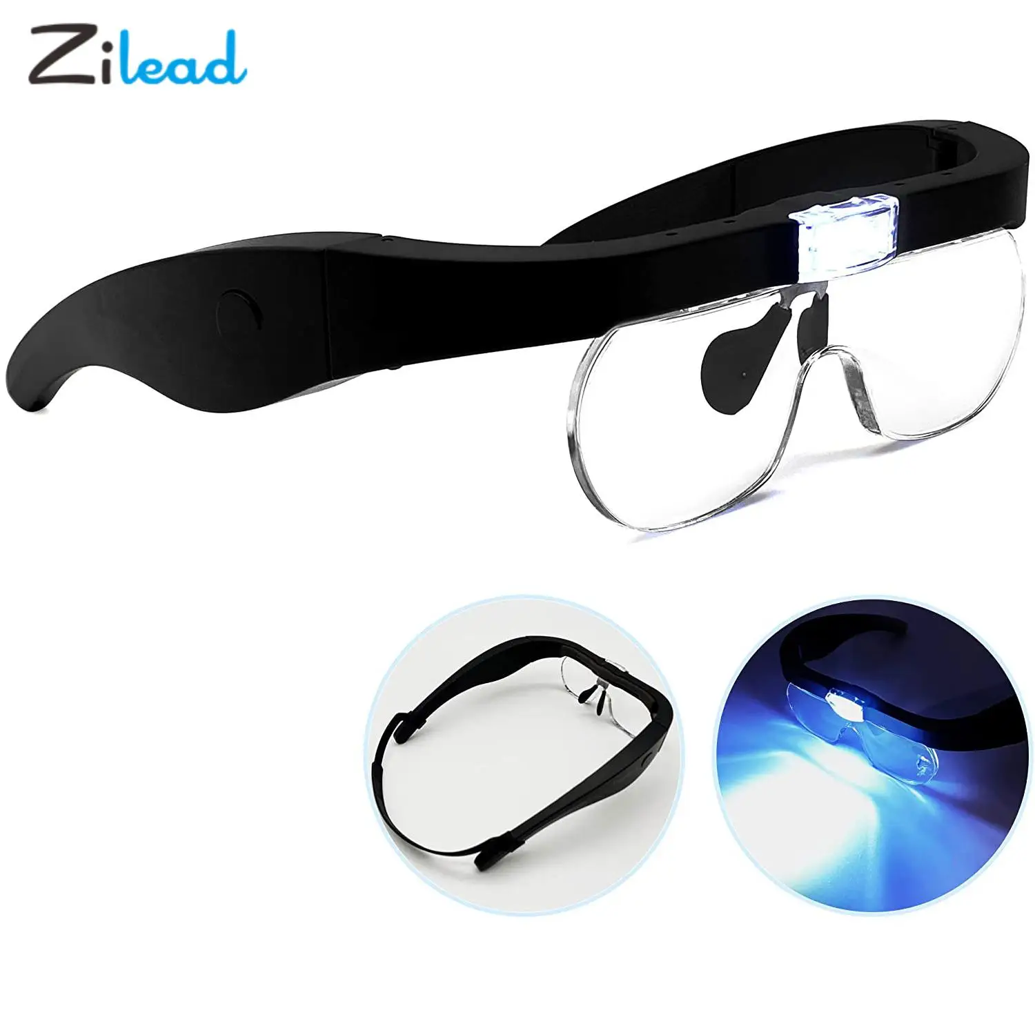 Magnifying Reading Glasses Light Headmounted Eyeglasses Magnifying