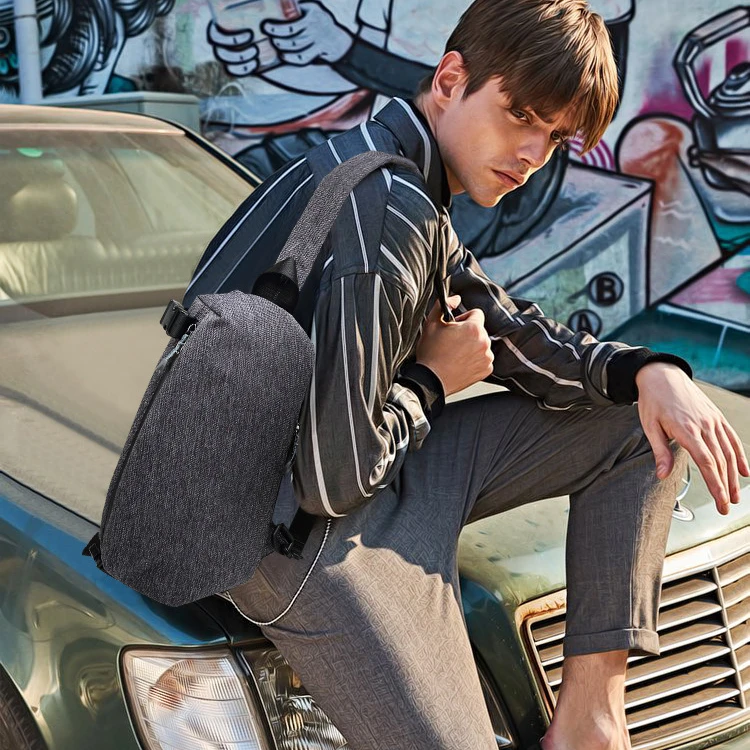 Korean Version Men's Retro Shoulder Bag with Large Capacity Simple and Fashionable Casual Chest Bag Outdoor Sports Backpack