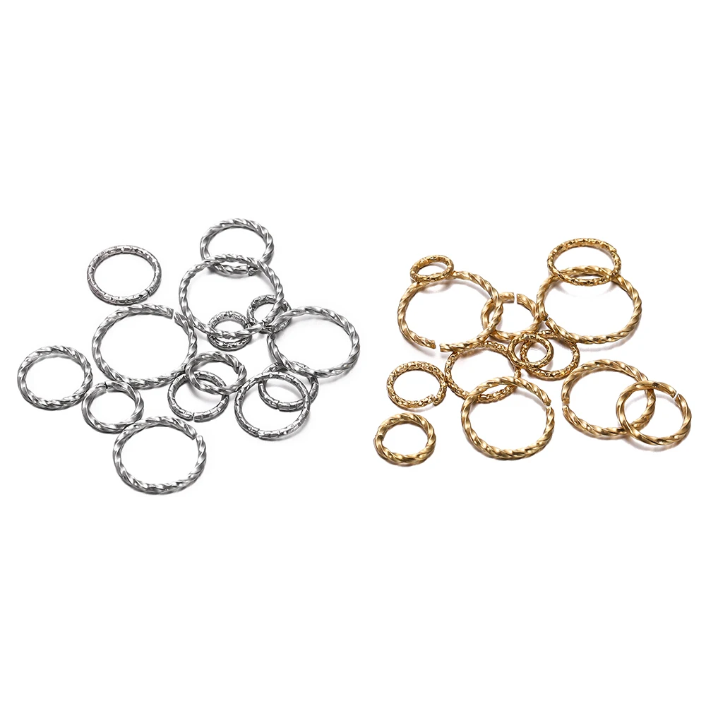 50pcs 8-14mm Stainless Steel Round Jump Rings Twisted Open Split Rings jump rings Connector For DIY Jewelry Makings Supplies