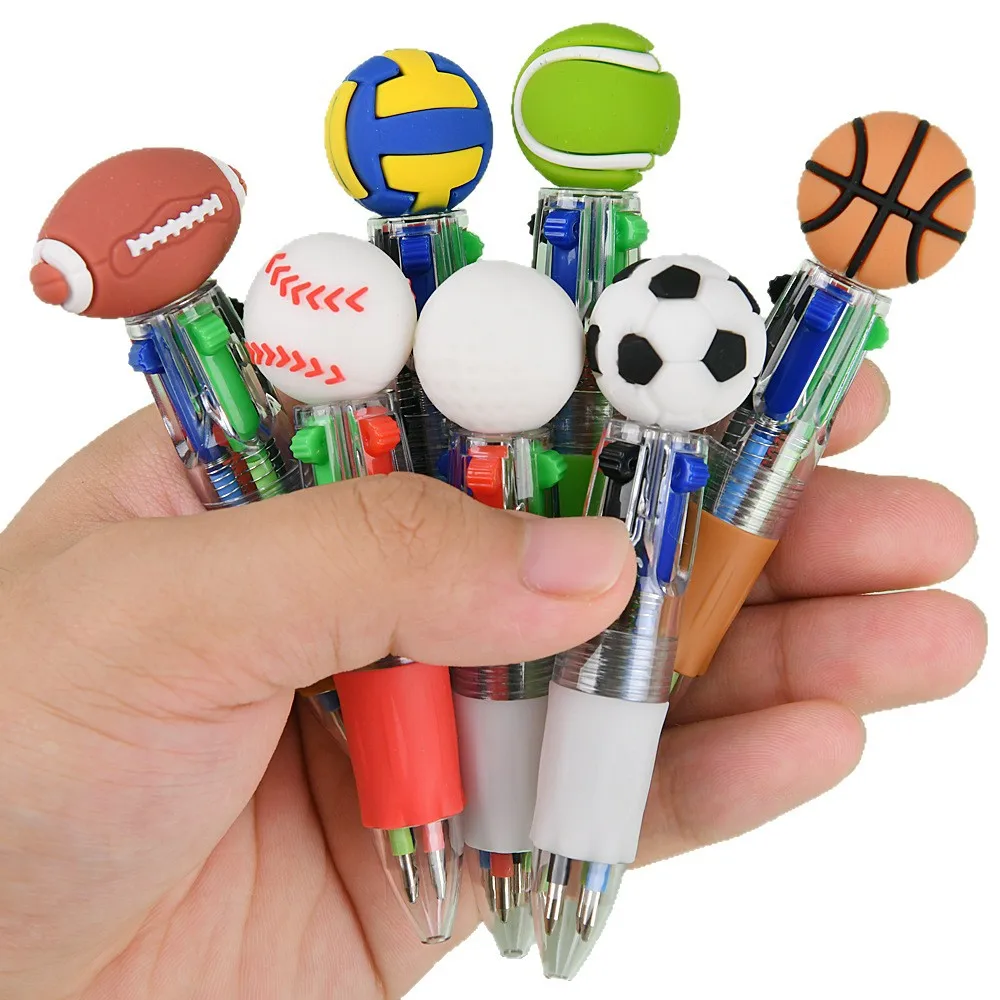 Nuovo modello di penne a forma di pallone da calcio e pallacanestro, da 1 a 20 pezzi, penne a quattro colori assortite per feste a tema calcio, carnevali, compleanni, matrimoni, ospiti, Capodanno, regali scolastici, premi, bomboniere. - immagine 5