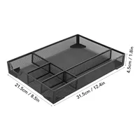 5 Grids Metal Mesh Drawer Organizer Tray Multipurpose Space Saving Desk Organizer Storage Basket for Home Study Room 2