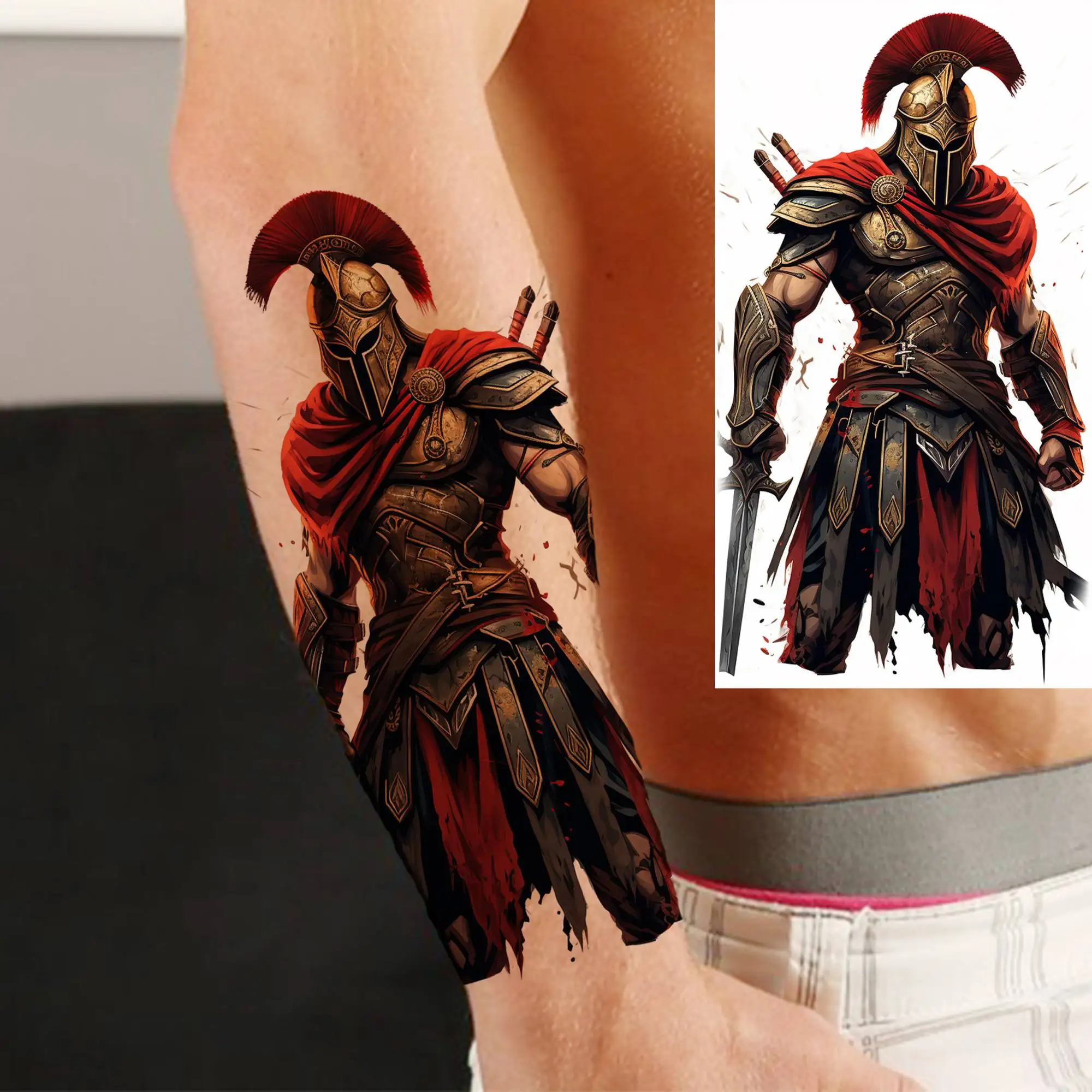 6 Vellen Tribal Spartaanse Krijger Tijdelijke Tatoeages Voor Mannen  Volwassenen Tattoo Papier Nep Oude Romeinse Gladiator Tattoo Stickers 3d, image size:2000x2000