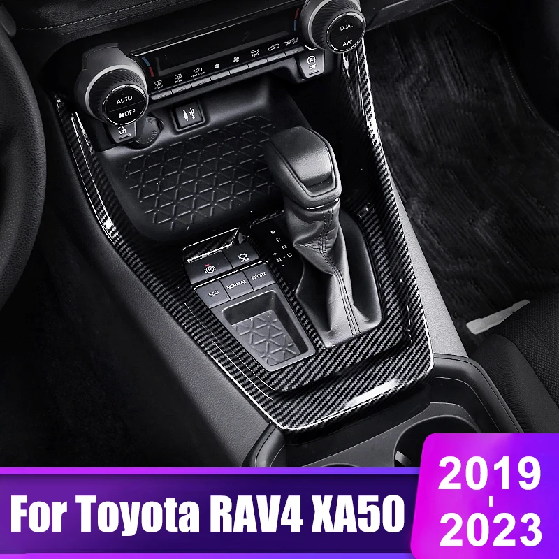 

For Toyota RAV4 XA50 2019 2020 2021 2022 2023 RAV 4 Hybrid ABS Carbon Fibre Car Gear Shift Panel Cover Trim Accessories LHD RHD