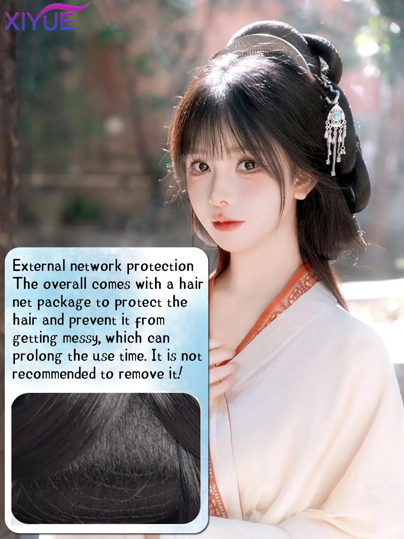 XIYUE Synthetic Warring States Robe Wig Headdress Wei And Jin Style Bun Ancient Costume Back Hair Press Hair Bag Hanfu Wig ﻿