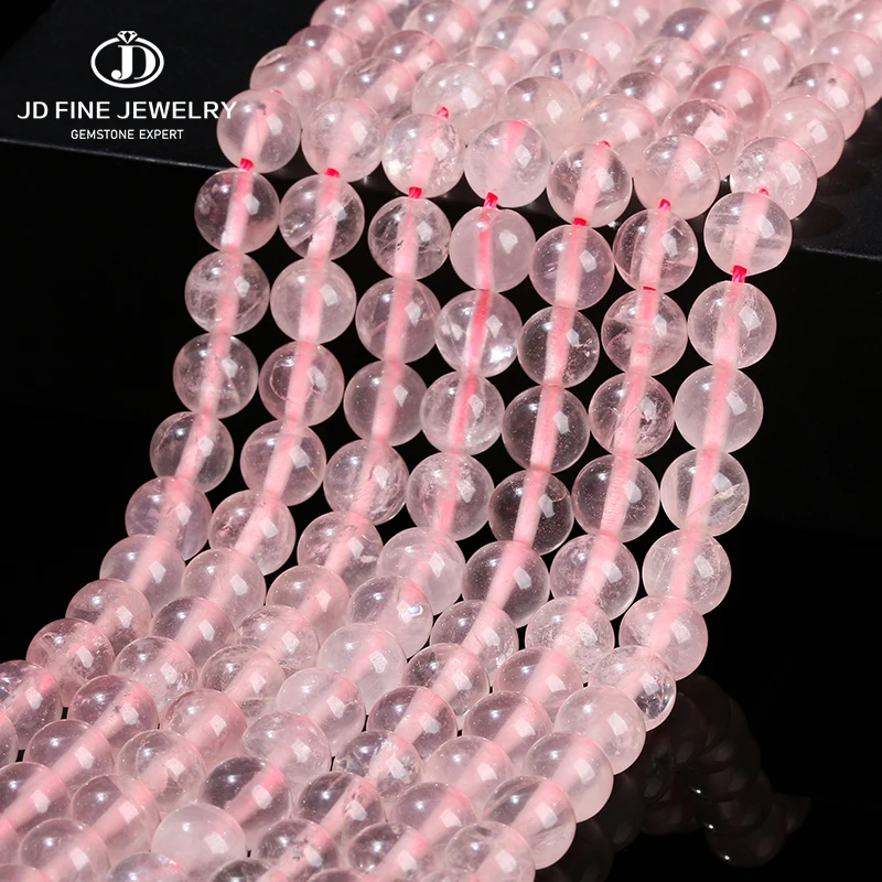 Natural Stone Ice Pink Quartz Bead Round Loose Spacer