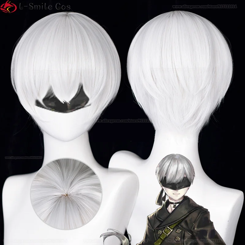 アニメコスプレウィッグシルバーホワイト,耐熱性人工毛,No. 9,2b 9s,No