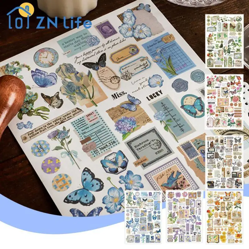 

Винтажные Стикеры для журнала, бумажные стикеры Васи, бумажные японские бумажные стикеры, стикеры с карточками для влюбленных, бабочек, садовых серий, свежие Ретро растения