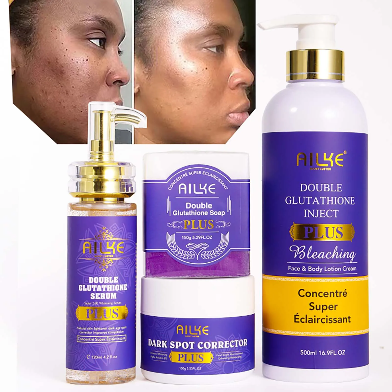 AILKE Glutathione Brightening Range, Lightening , Moisturizing, Hydration, Clean Stains, Even Skin tone, Improve Dull Skin 4