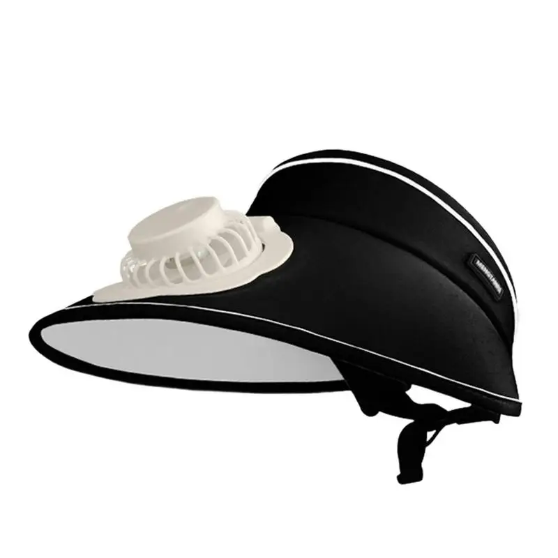 

Sun Visor With Fan Wide Brim Hat Cooling Personal Fan Adjustable Buckle Sports Hat Large Area Sun Protection