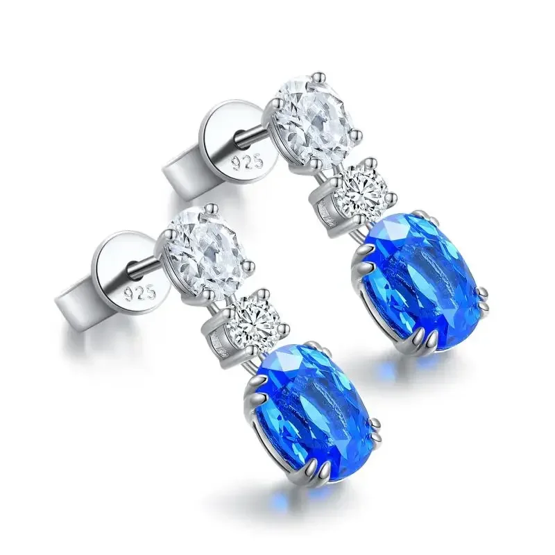 Pirmiana New Retro Design S925 Silver 2.506ct Oval Shape Lab Grown Cobalt Spinel Earrings Jewelry Engagement Women