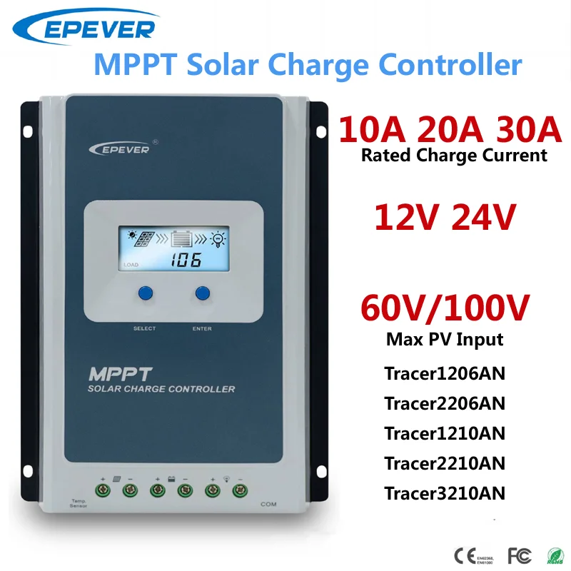 ソーラーパネル用高効率ソーラー充電コントローラー,LCDディスプレイ