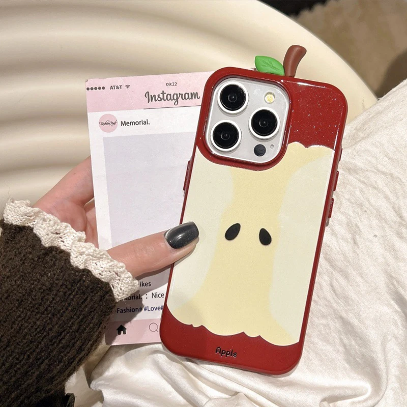 Korean Style Three-dimensional Red Apple Core Phone Case For Apple Suitable For iPhone 16 15 14 13 12 11 Por Max Anti Drop 4