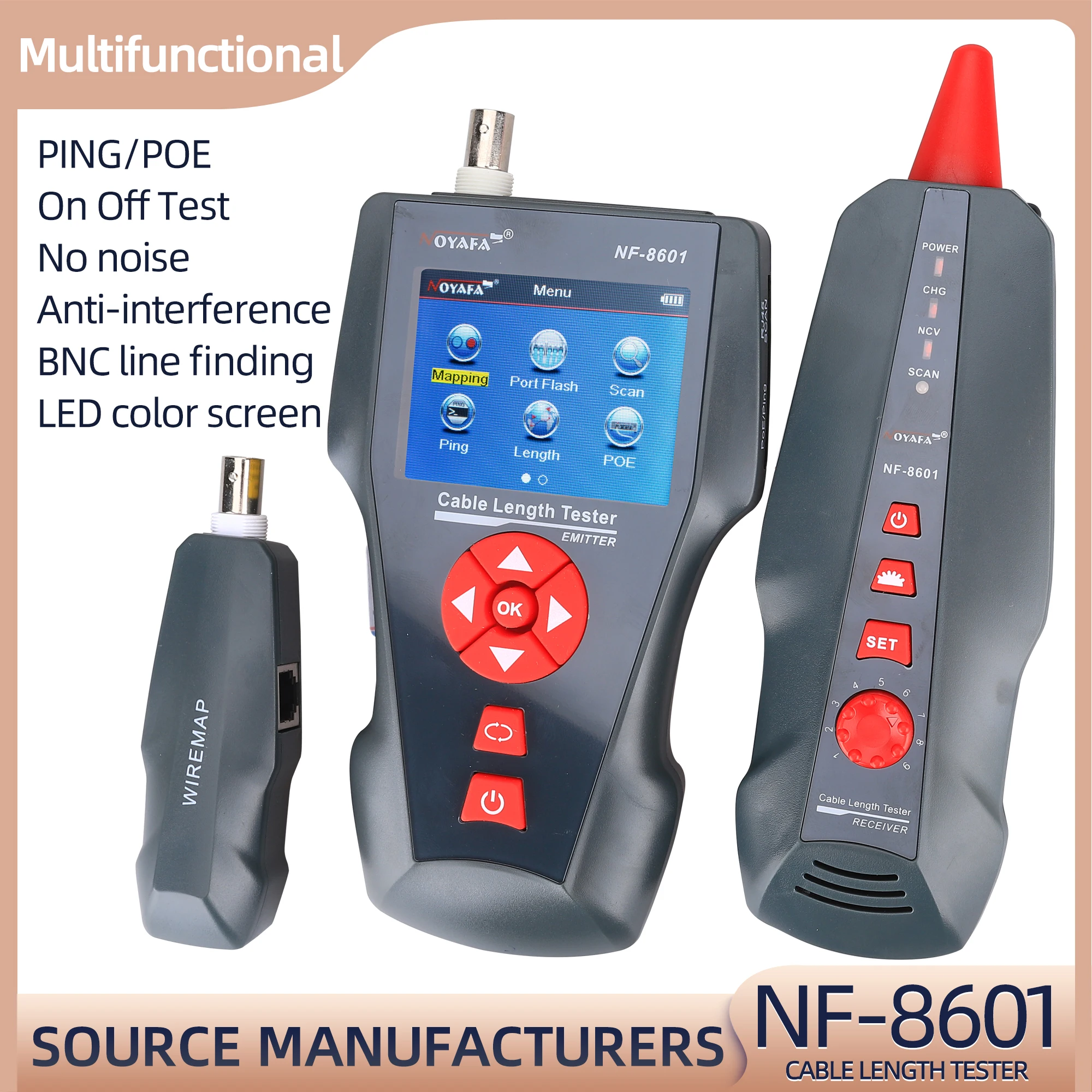 Nf8601 Multifunctional Network Cable Length Tester Lcd Cable Tester