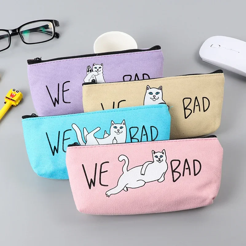 

Funny Kawaii Cat Canvas Large Capacity Pencil Bag Storage Organizer Case School Supplies Escolar Papelaria Stationery