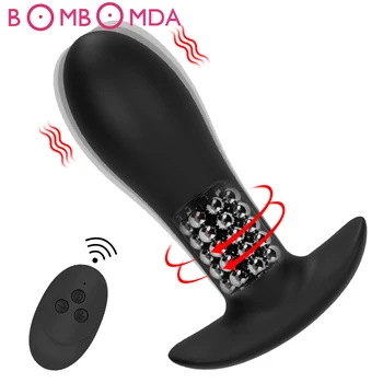 Anal Vibrator Rotation Beads Butt Plug Male Prostate Massager Wireless Remote Control Wearable Anus Sex Toys for Women Men Adult Accept Small Orders Anal Vibrator Rotation Beads Butt Plug Male Prostate Massager Wireless Remote Control Wearable Anus Sex Toys