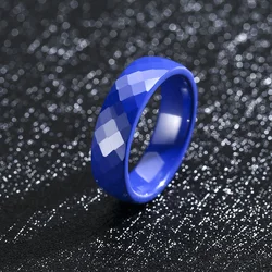 Hypoallergenic Men's Ceramic Ring - 6mm Comfort Fit Band in Multicolor Options, Elegant Fashion Jewelry Gift - 15 (Blue)