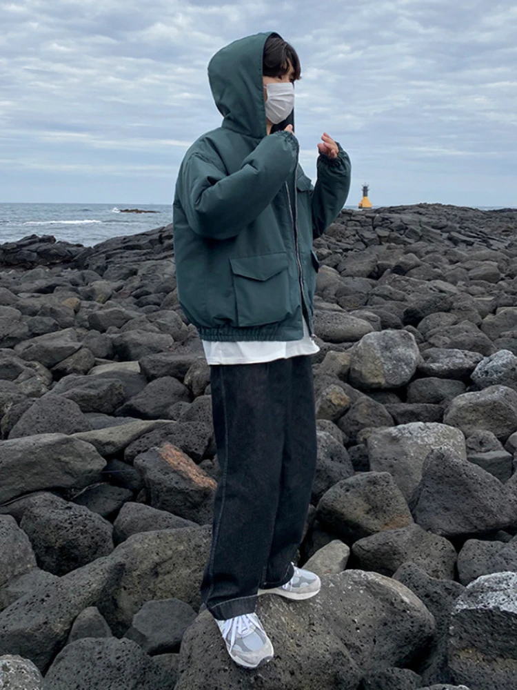 Cotton Coat Men's Winter Thickened New Cotton Coat Japanese Hooded Bread Coat Korean Version