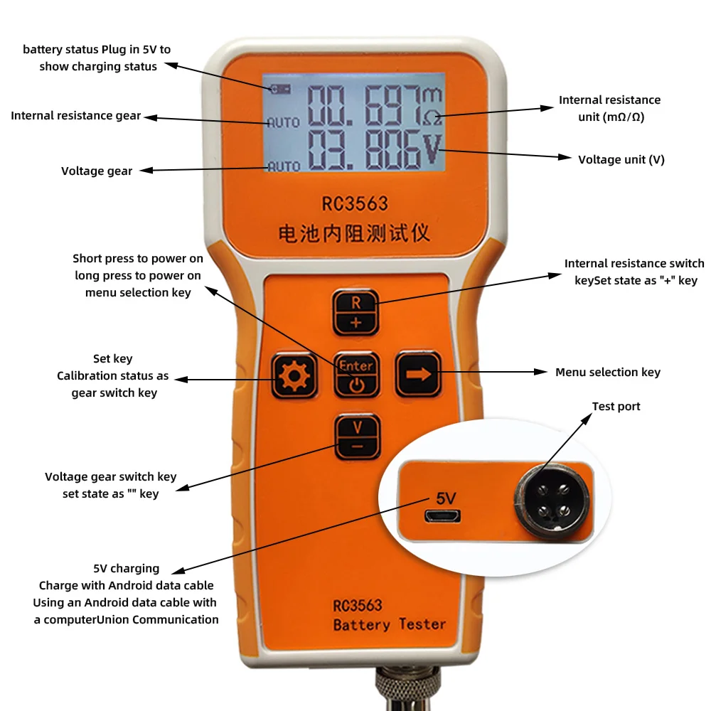 Battery Tester RC3563 18650 High-precision Voltage Internal Resistance True 4Wire Tritium Lithium Iron Phosphate