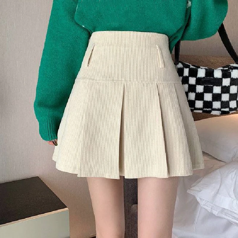 black mini skirt Women High Waist Streetwear Skirt Casual Solid Slim A-Line Mini Short Skirt Ladies Harajuku Vintage Zipper Pleated Skirt Female sequin skirt