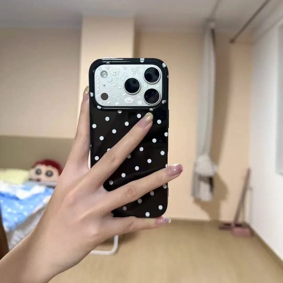 Trendy Black Minimalist Polka Dots Phone Case