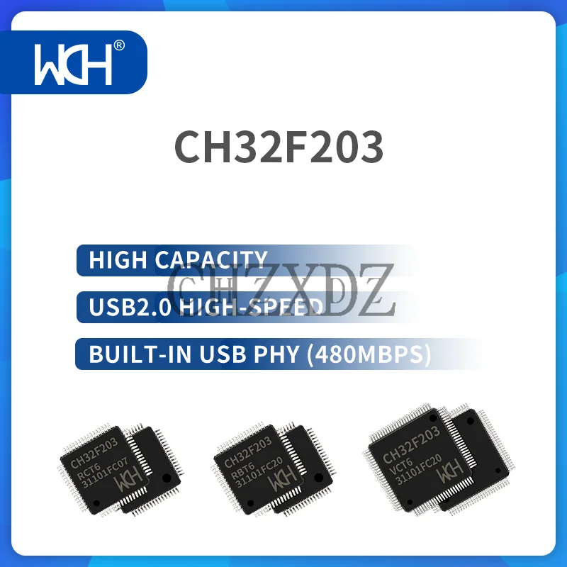 

10Pcs/Lot CH32F203/207 High Capacity, USB2.0 High-speed, Built-in USB PHY (480Mbps)