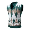 New Knitted Thread Men's Fashion Embroidery Color Matching V-neck Sleeveless Sweater Casual Lining Vest Men's Top 2