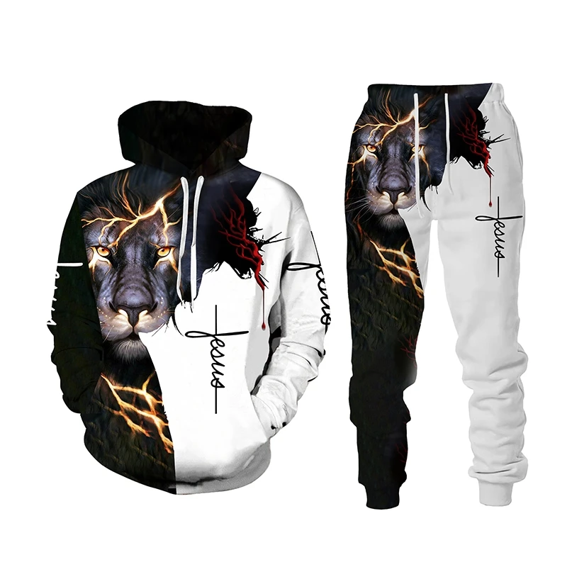 ∏ Fashion 3D the Lion Printed Zipper Coat Hoodie Suits Men 39;s Sweatshirt  Sets Men 39;s Jacket Tracksuit Long Sleeve Men 39;s Clothing 9211