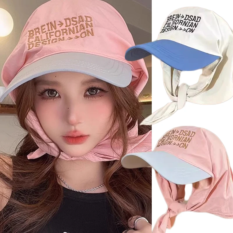 

Korean Headscarf Hat for Women Baseball Cap Quick-drying Strap Vacation Sunshade Caps Summer Light Breathable Baseball Cap