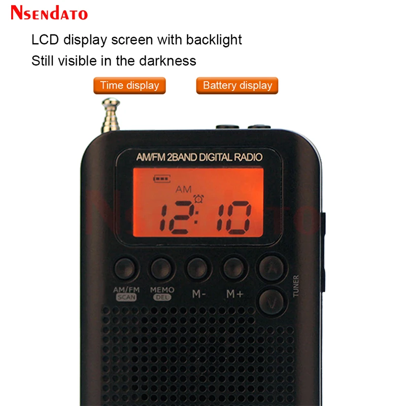 HRD 104 Pocket AM FM Mini Digital Stero Radio With LCD Display Loundspeaker Protable 2 Band Rechargeable MP3 Music Radio Player