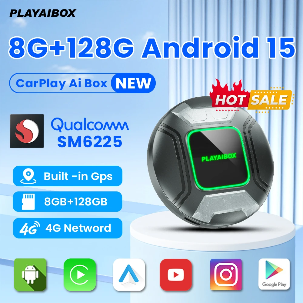 Android 15 Car AI Box Wireless Carplay Android Auto Adapter