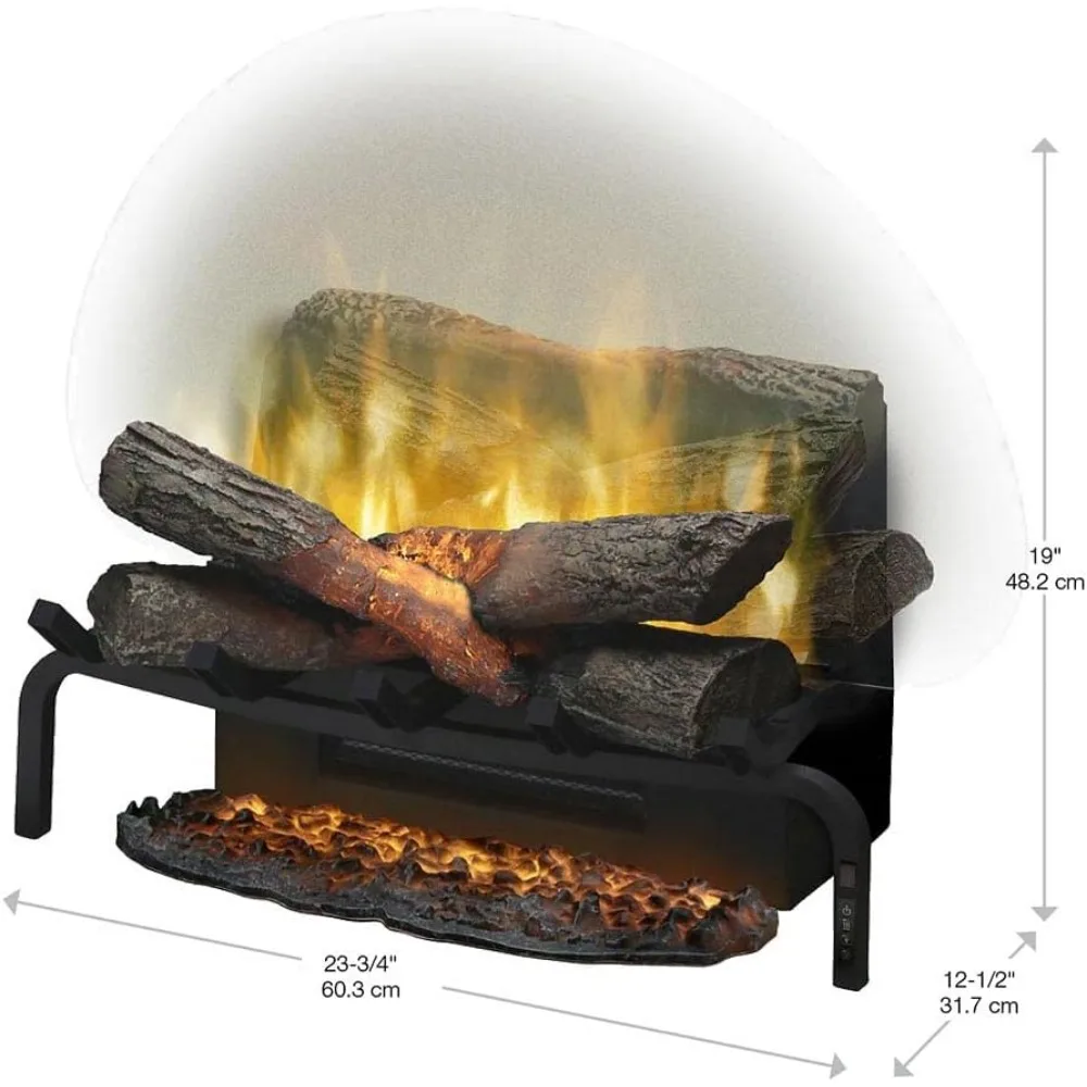 Electric Fireplace Log Insert - 20 Inch Faux Wooden Logs, Plug in Electric Heater + Glowing Ash Mat; Remote Control Included 6