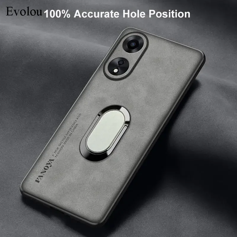 Sheepskin Leather Magnetic Ring Stand Holder Case with Soft Silicone and Lens Protection – Shockproof Cover