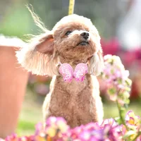 10PCS Butterfly Shape Dog Bowties Adjustable Fashion Sequins Pet Collars For Dogs Dazzling Dog Bow Ties Collars Pet Accessories 2